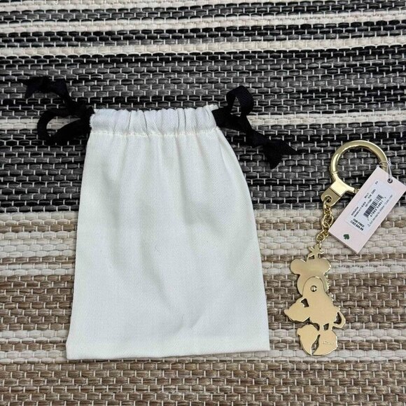 Kate Spade New York x Disney Minnie Mouse Keychain Fob Purse Charm Gold Tone - Picture 3 of 8